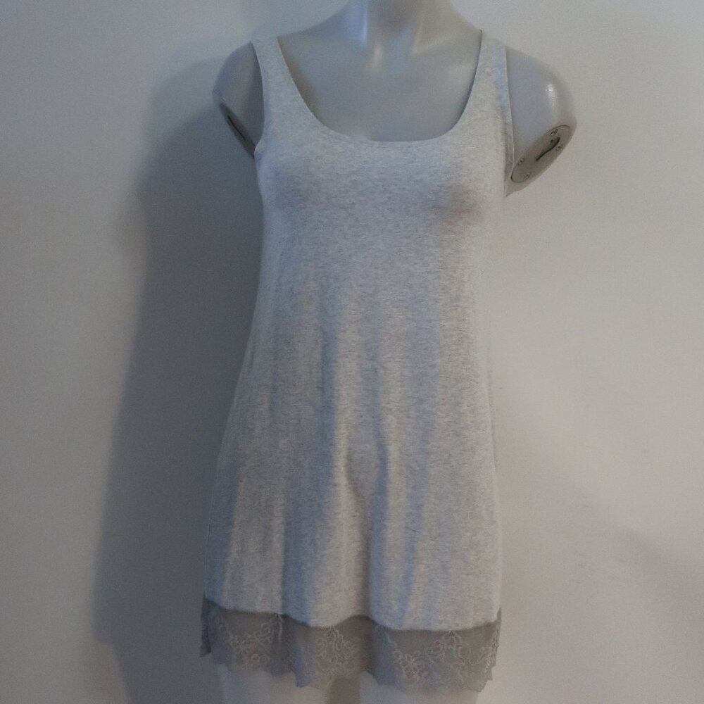Womens Only Hearts Gray Tank Top W/Lace Hem M